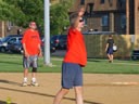 Billy on the mound with Mikey at First base